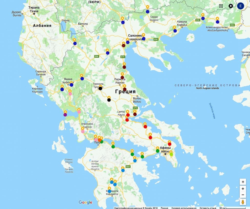Карта платных дорог Греции